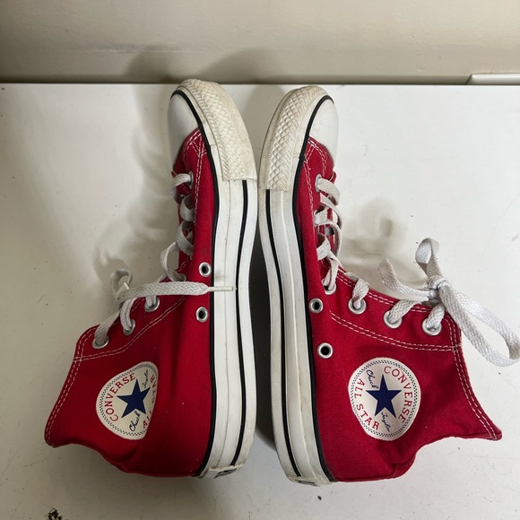 Red Canvas High-Top Sneakers - Picture 4 of 10